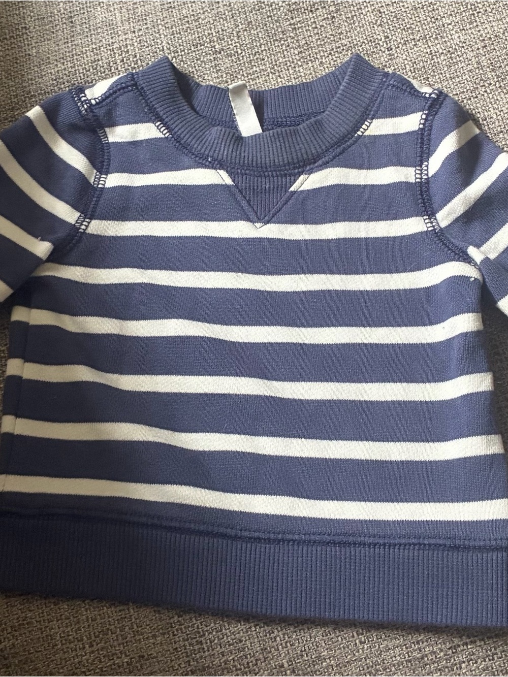 Janie and Jack Navy Blue & White Striped Kids Sweatshirt